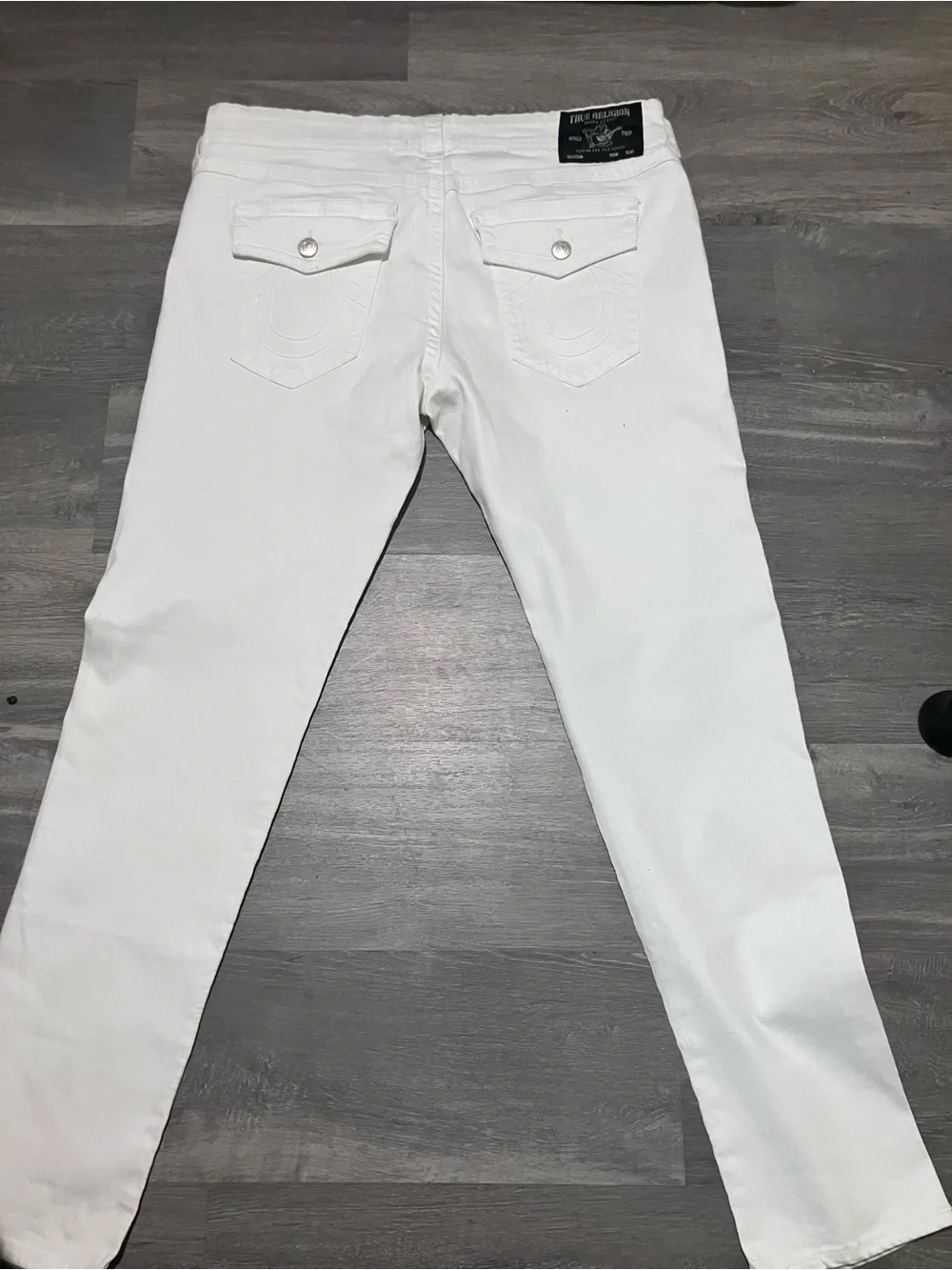 True Religion White Slim Back-Pocket Jeans